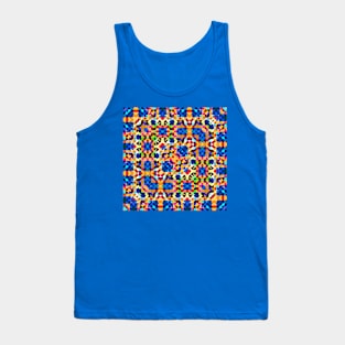 Little Blue Orange and Red Curvy Geometric Shapes Tank Top